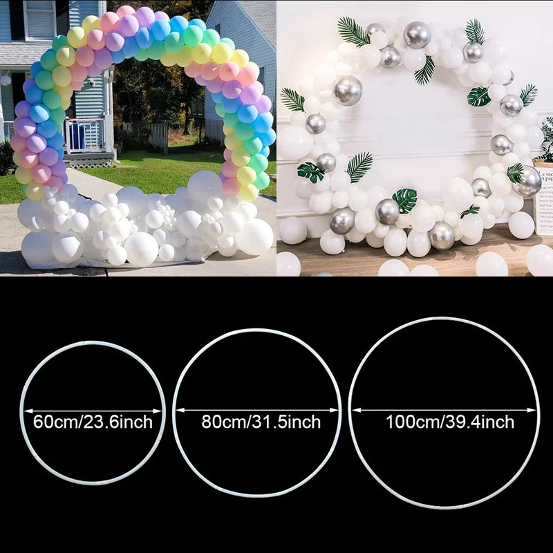 60/80/100cm plastic artificial flower wreath frame arch bow balloon flowers