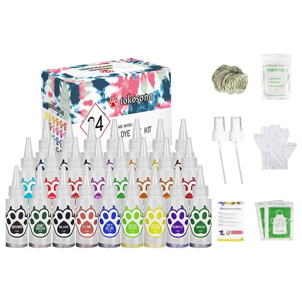 Tie Dye Kit 24 Colors DIY Garment Graffiti Fabric Textile Paint Rainbow Pigment