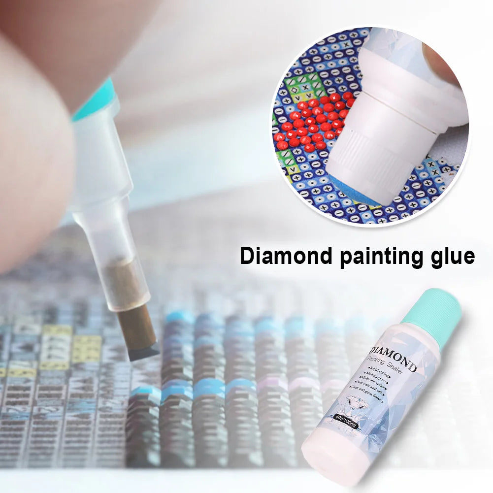 1-5Pcs 100ml Diamond Painting Sealer Conserver Permanent Hold Shine Effect 5D Brightener Glue