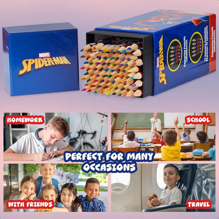 Spiderman Colored Pencils 72 Kawaii Wood