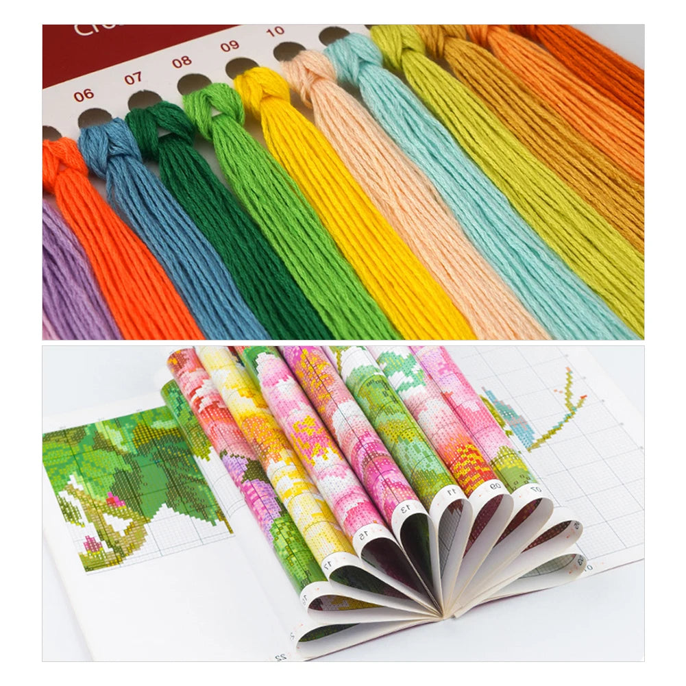 Full Embroidery Eco-cotton Thread 14CT Printed Girl Cross Stitch Kit Art
