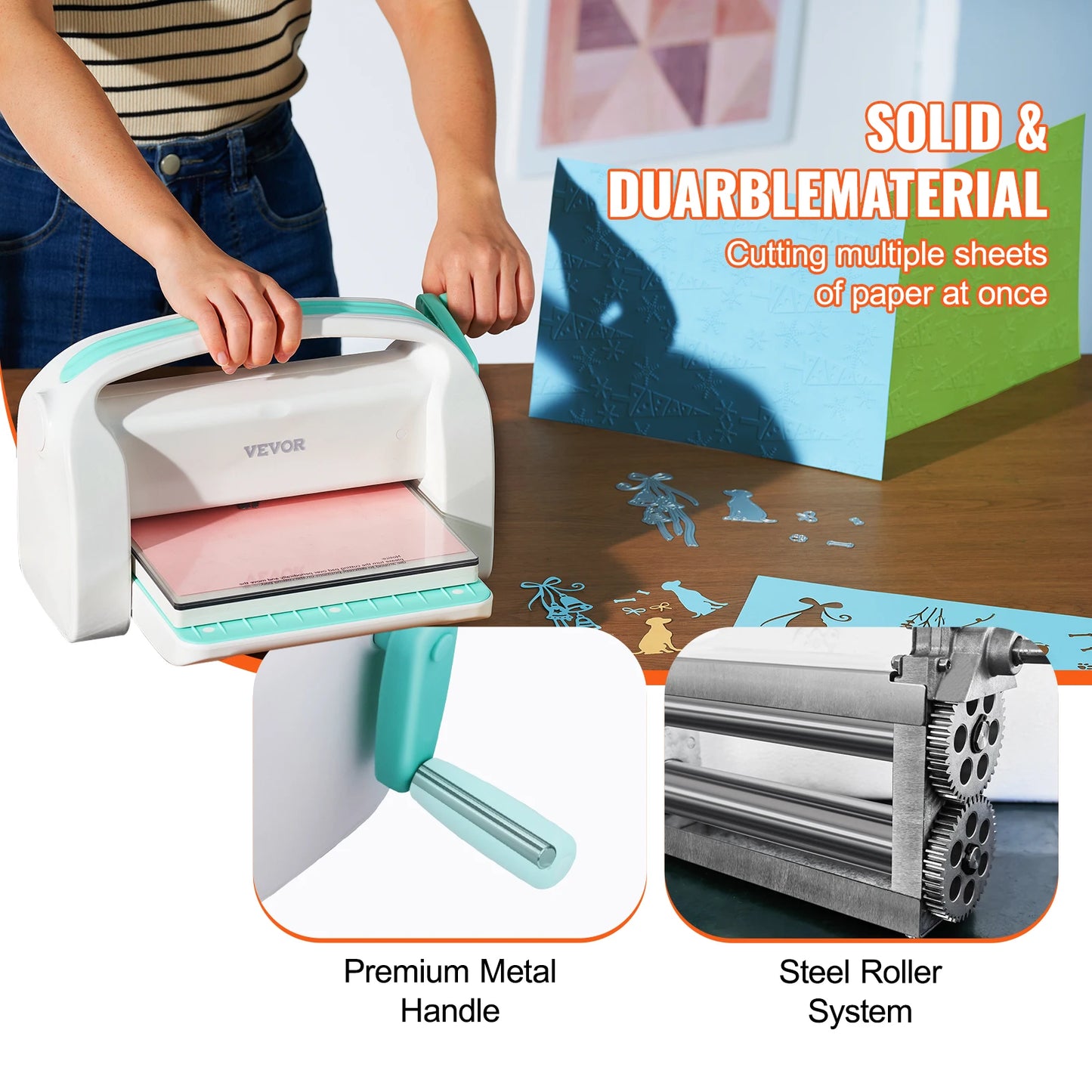 VEVOR 6/9in Manual Die Cutting Embossing Machine Mini Opening Scrapbooking Handmake Tools