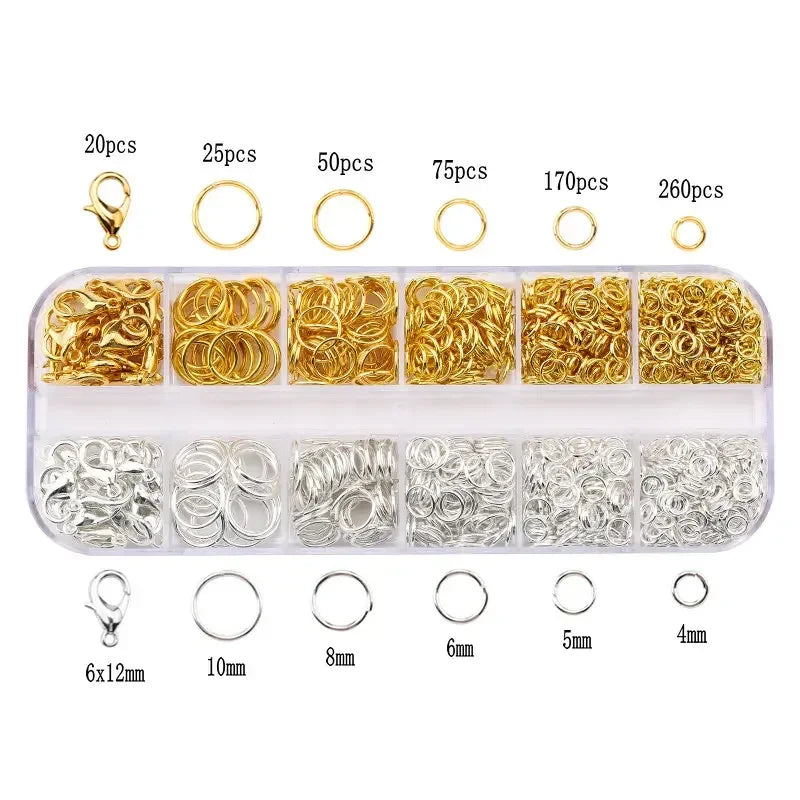 Zinc Alloy Open Jump Rings Lobster Clasps Bracelet Necklace Chain Accessories Kits