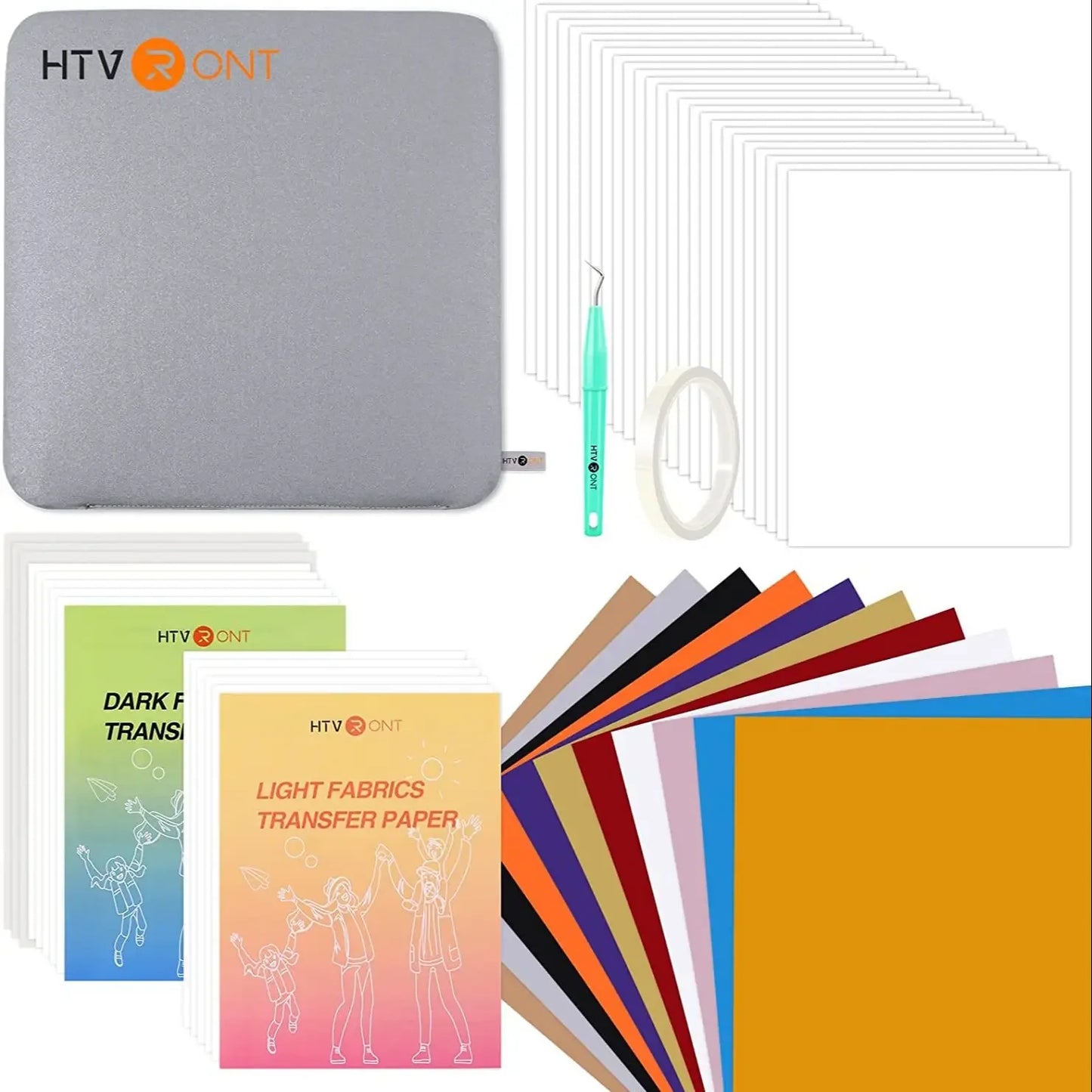 HTVRONT 52pcs Heat Press Supplies Accessories for Beginners Cricut Clothing T-shirt Printing Paper Pad Kits