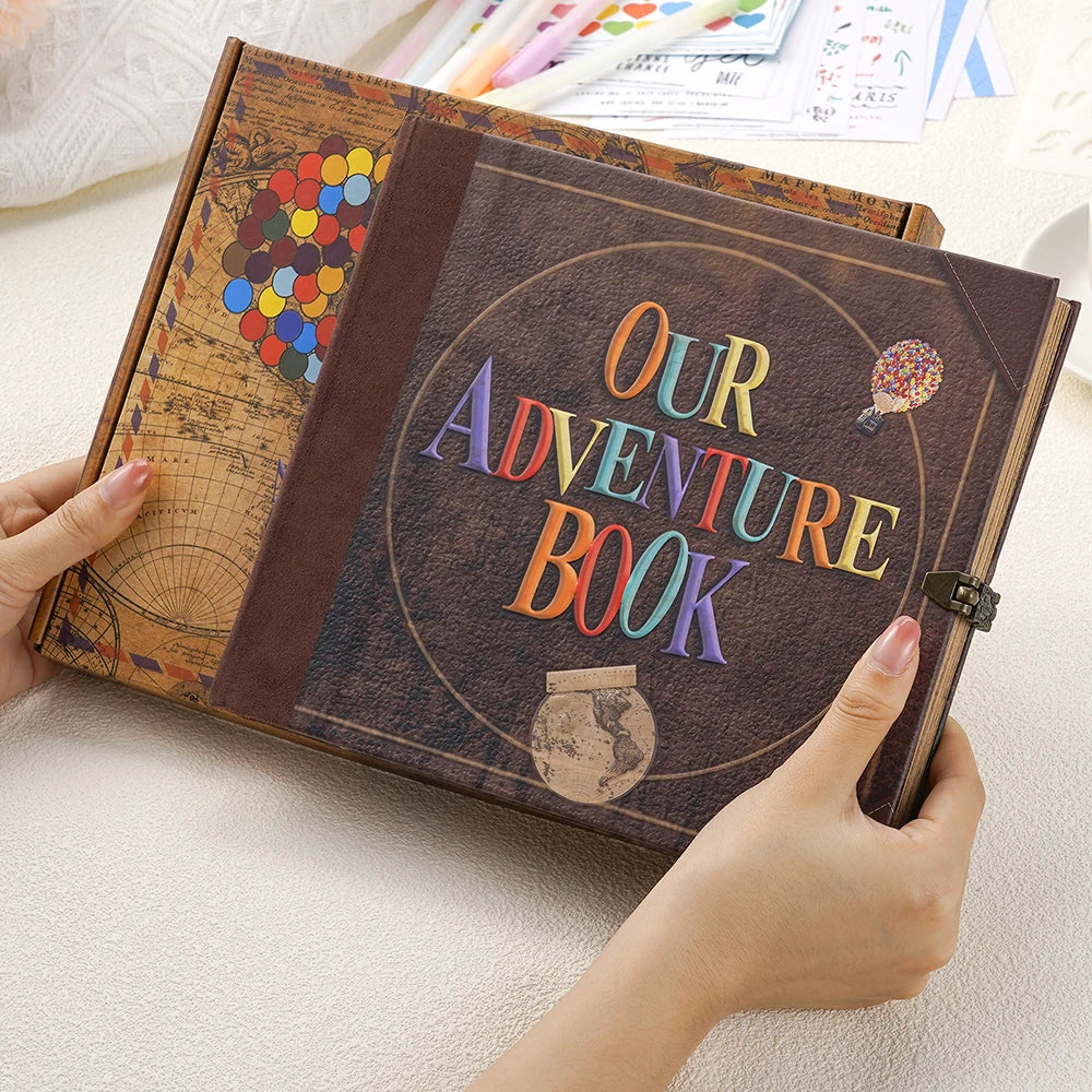 22*19.5cm 146 Page Retro Kraft Album DIY Handmade Scrapbook Balloon/text style