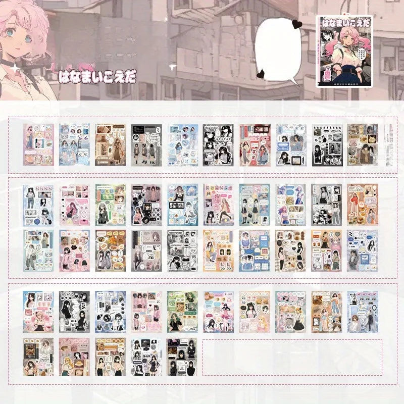3 types of film cutting sticker books in a retro comic style, DIY planner scrapbook, creative and exquisite