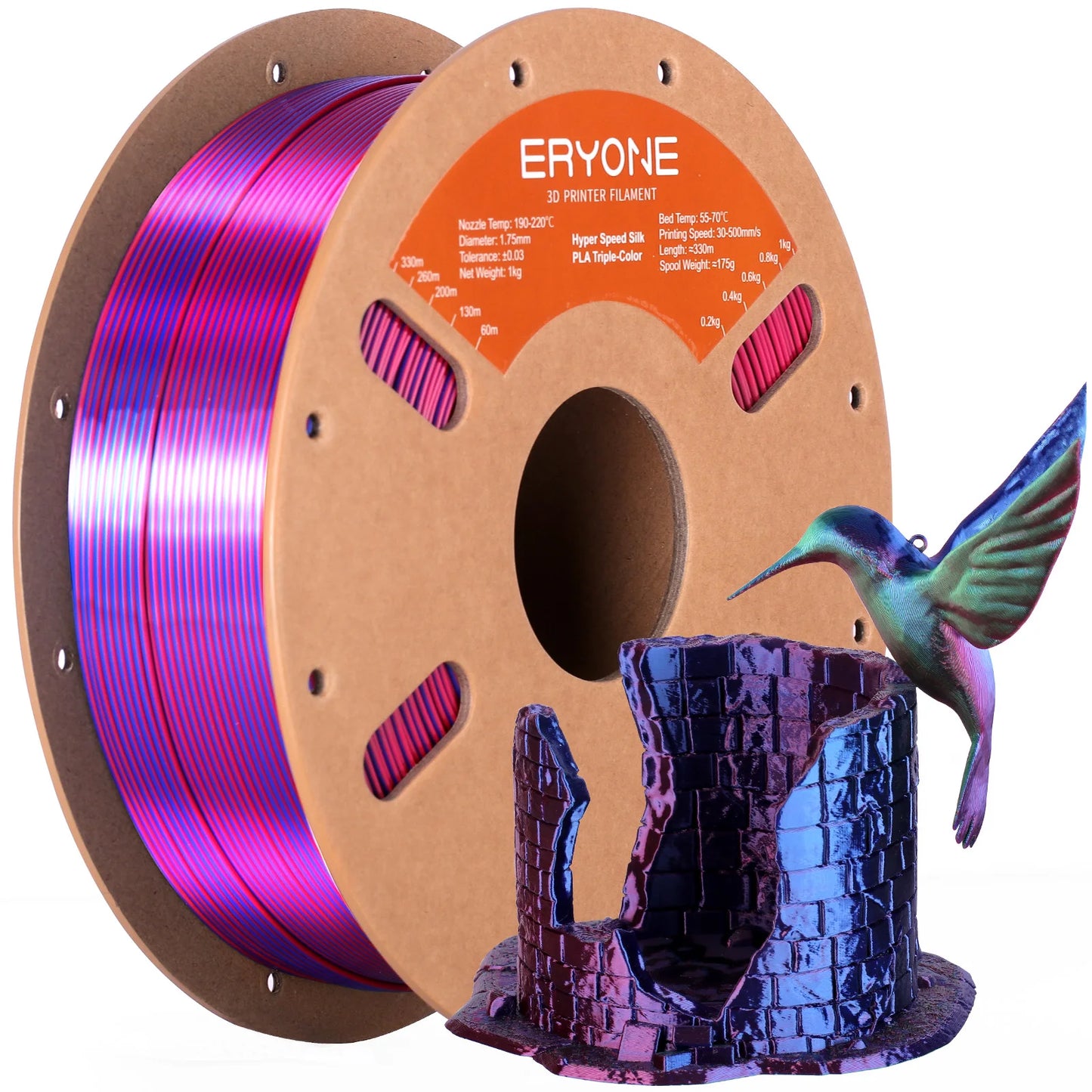 ERYONE High Speed Filament Silk PLA Filament Rapid PLA 3D Printing Filament, 30-500mm/s 1kg(2.2LBS)/Spool for 3D Printer