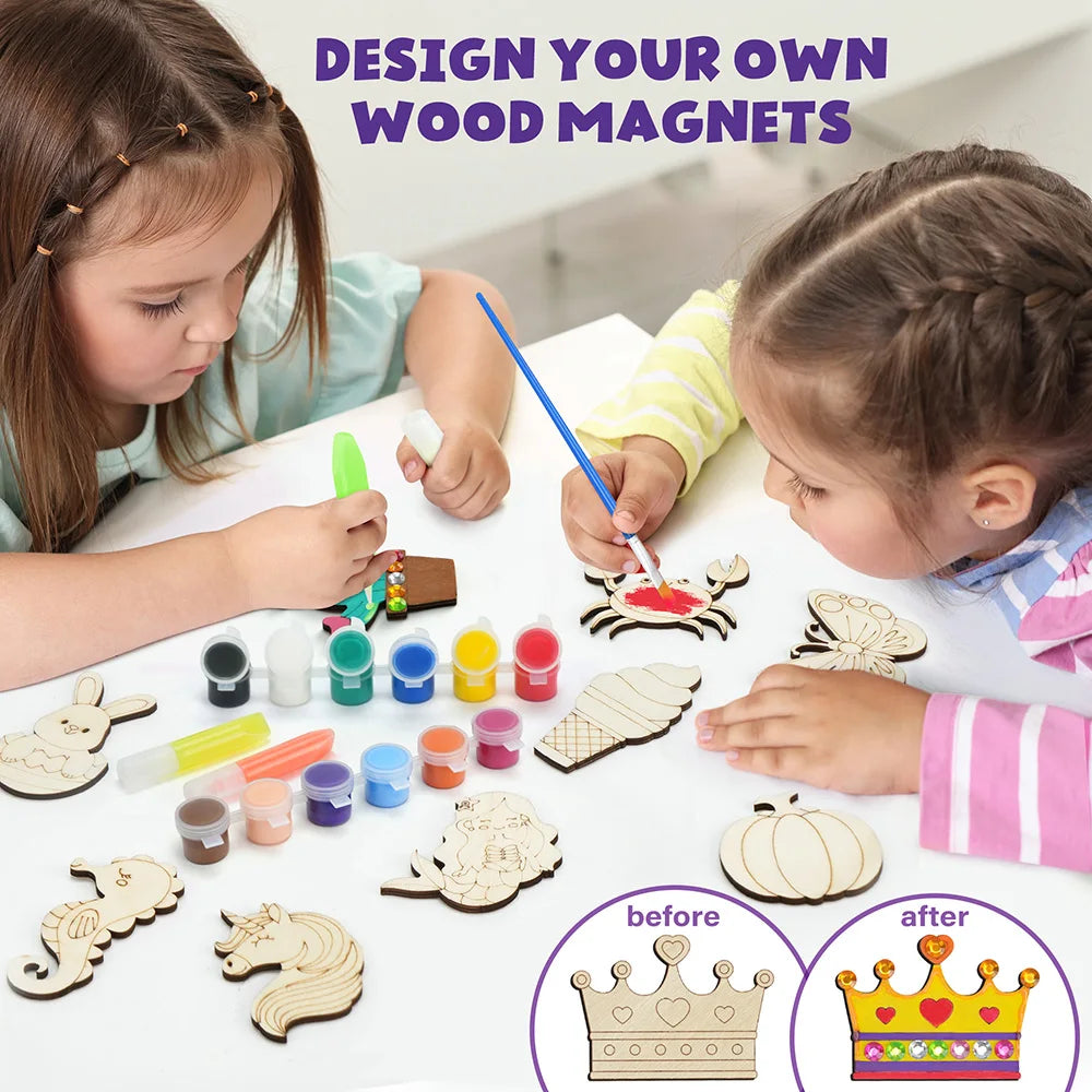 DIY Wooden Magnets Kit for Kids Glow in The Dark