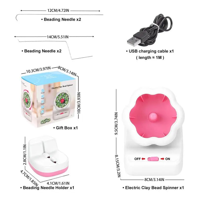 Electric Clay Bead Spinner For Jewelry Making Bead Bowl For Clay Beads With Needle And Thread Making Waist Beads
