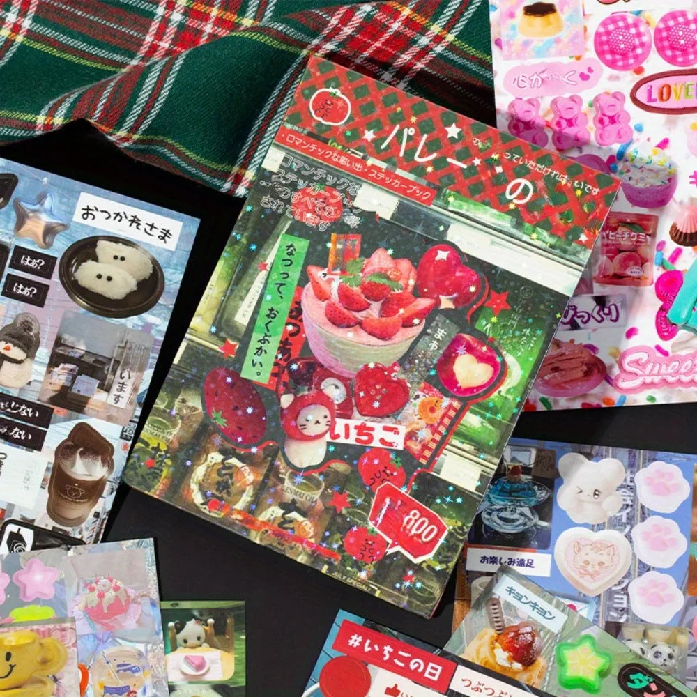 3 types of film cutting sticker books in a retro comic style, DIY planner scrapbook, creative and exquisite