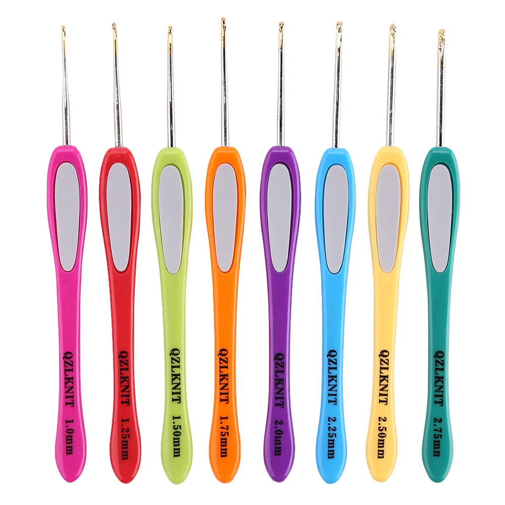8 Pair Crochet Hook Circular Knitting Needles Set Plastic Handle DIY Aluminum Home Art Craft Tool for Weaving Sewing Crafts