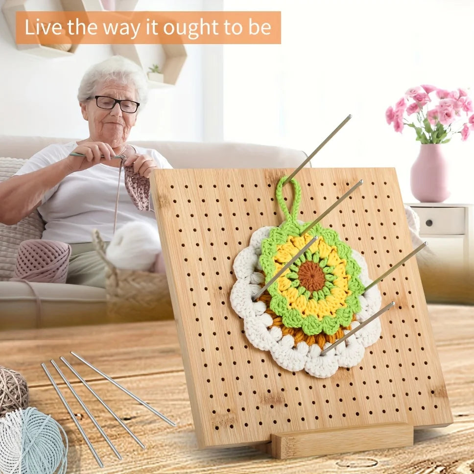 Wooden Crochet Blocking Board Knitting Kit Square Granny Handcrafted Bamboo Reusable