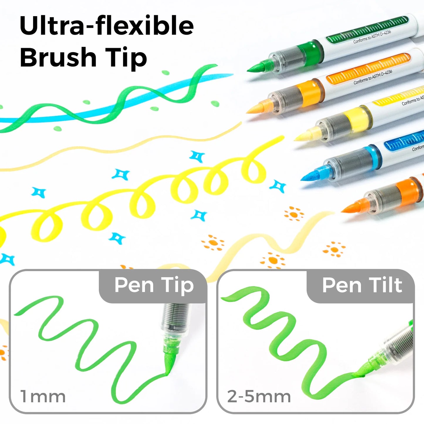 Ohuhu Direct-ink Acrylic Markers 24 Colors Acrylic Paint Markers Direct Liquid Flexible Brush Tip High Opacity