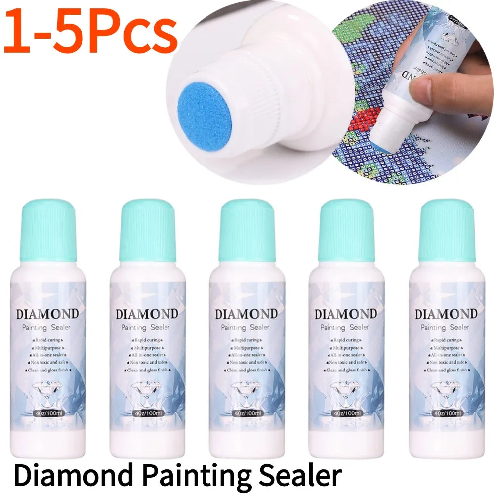 1-5Pcs 100ml Diamond Painting Sealer Conserver Permanent Hold Shine Effect 5D Brightener Glue
