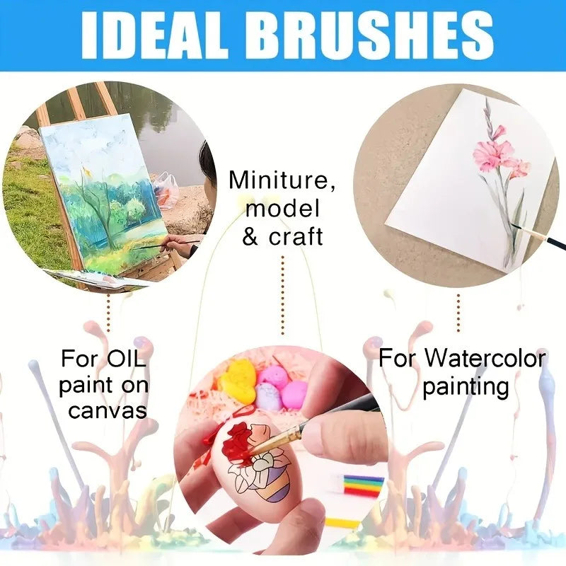 12pcs Nylon Bristle Brush Set Flat Brushes Watercolor Oil Paint And Acrylic Paintings Fabric Brushes