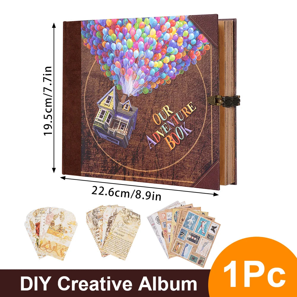 22*19.5cm 146 Page Retro Kraft Album DIY Handmade Scrapbook Balloon/text style
