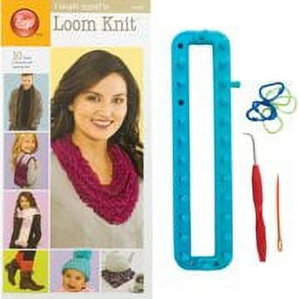 Loom Knitting Starter Kit Includes 26-Peg Loom Instructional Booklet Yarn Needle Loom Tool Carabiner Stitch Markers