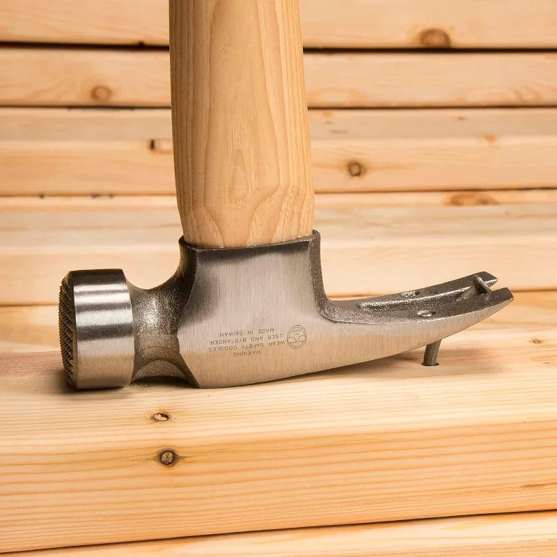 ESTWING Sure Strike California Framing Hammer 25 oz Straight Rip Claw with Milled Face & Hickory Wood Handle MRW25LM