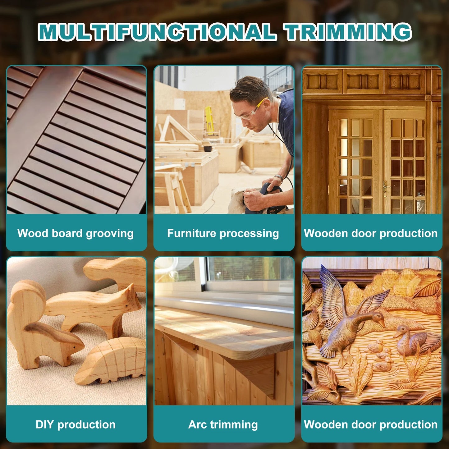 Electric Trimmer Wood Router Woodworking Milling Engraving Slotting Machine US 110V Linear guide rail