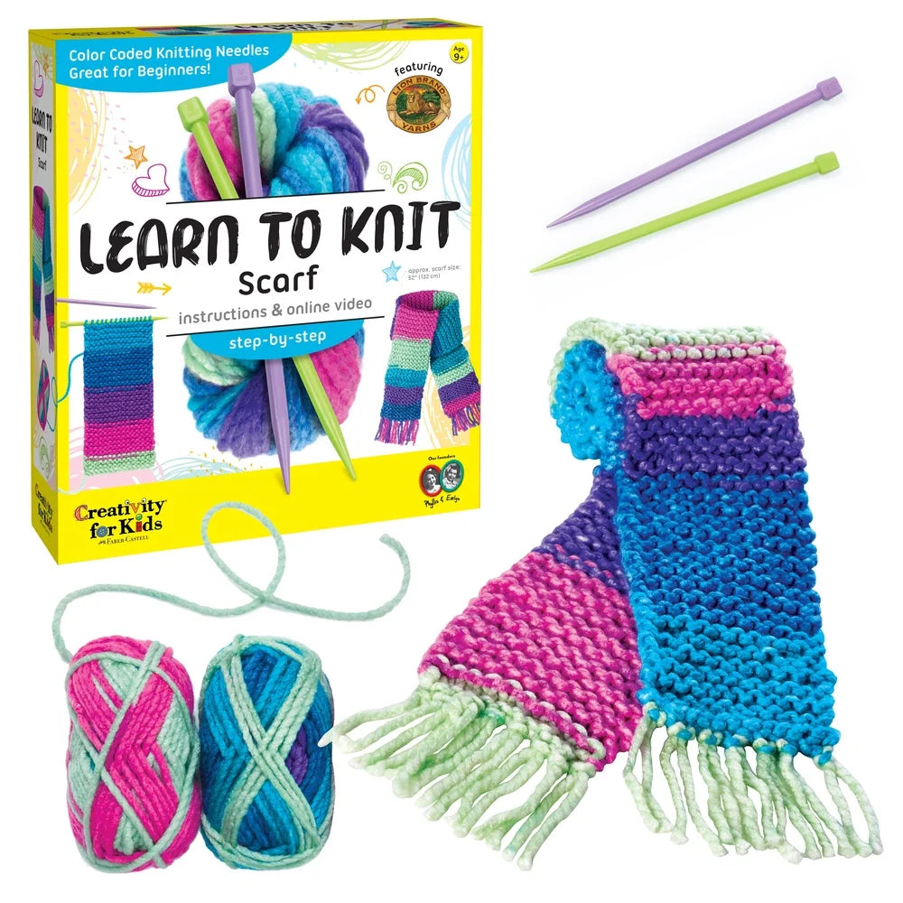 DIY Knitting Kit Kids Ages 9-12 Scarf Crafting 90 Yards Yarn