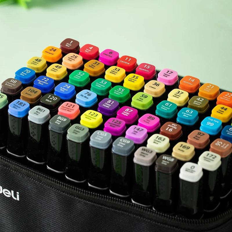 Deli Art Markers Set, 40/60/80 Colors Dual Tips