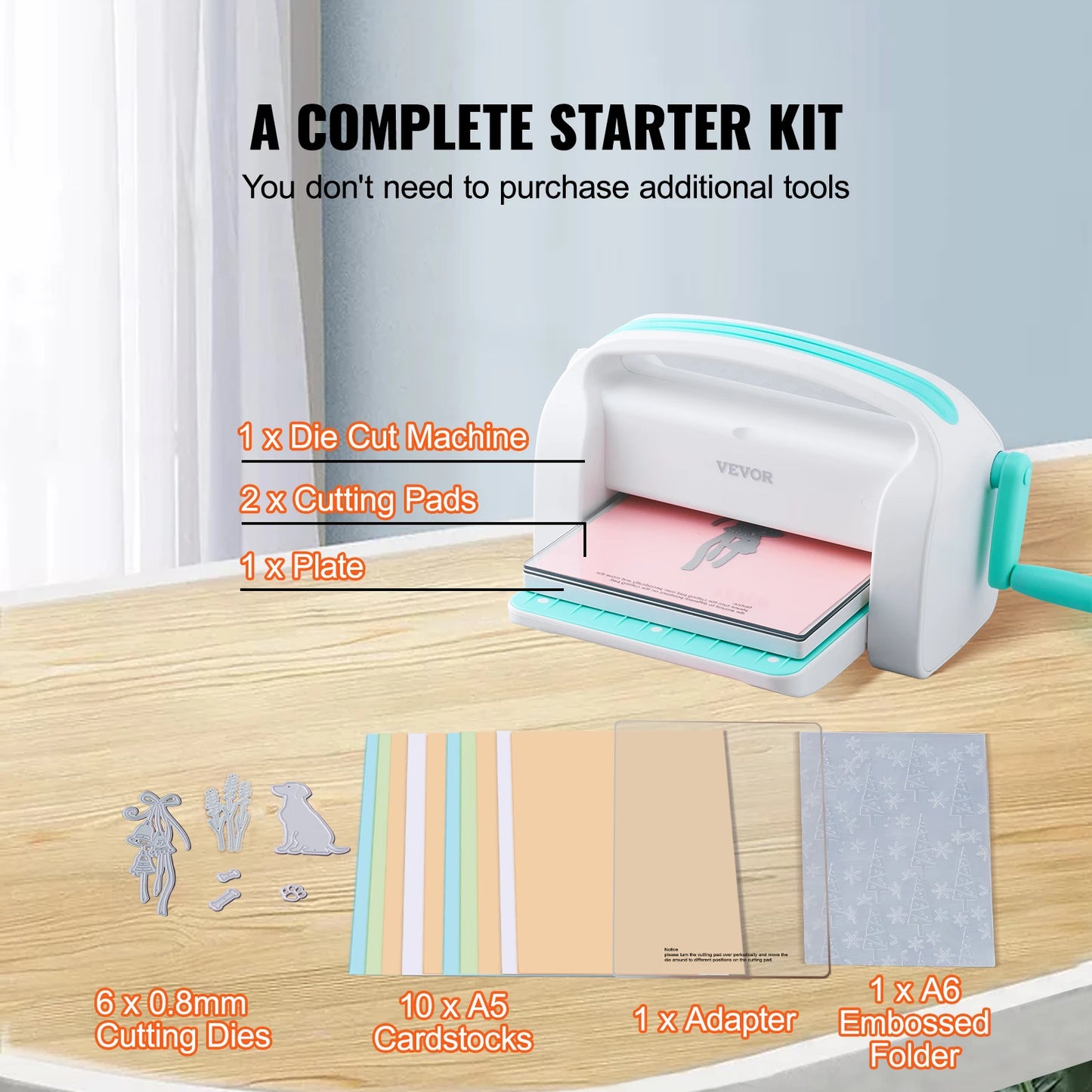 VEVOR 6/9in Manual Die Cutting Embossing Machine Mini Opening Scrapbooking Handmake Tools