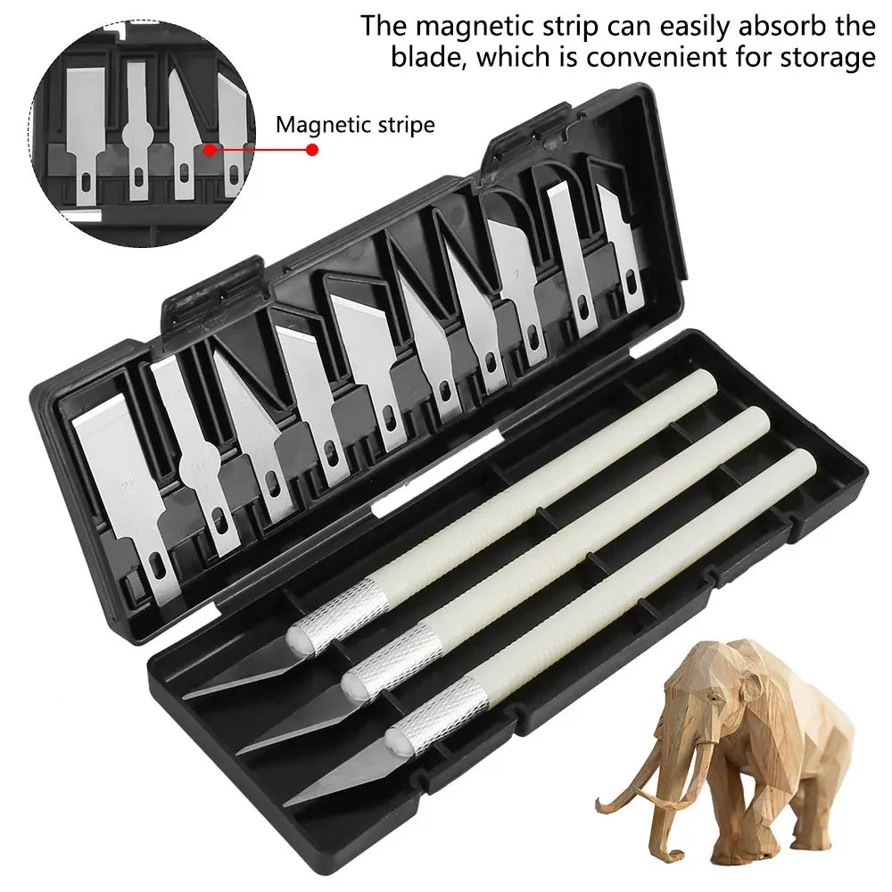 13pcs Precision Carving Kit Utility Cutter with 13 Refill Blades Scrapbooking
