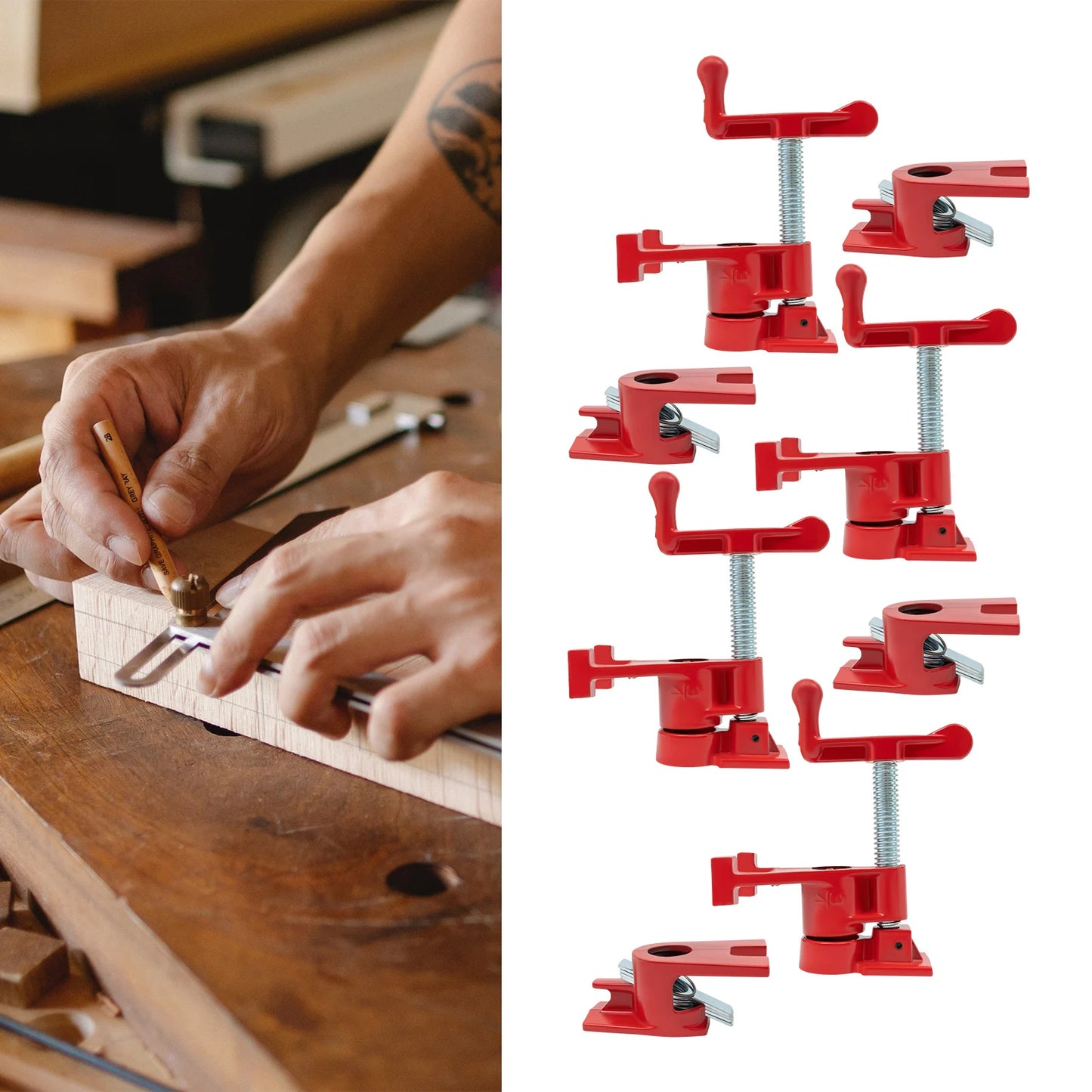 4Pcs Wood Gluing Pipe Clamp Set, 3/4" Set for Woodworking