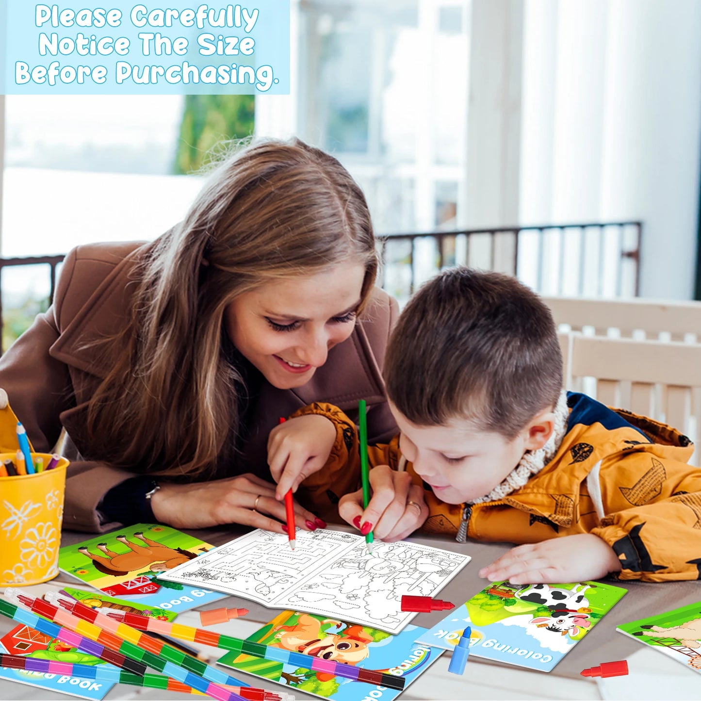 24Pcs Farm Coloring Books for Kids with 24 Stacking Crayons