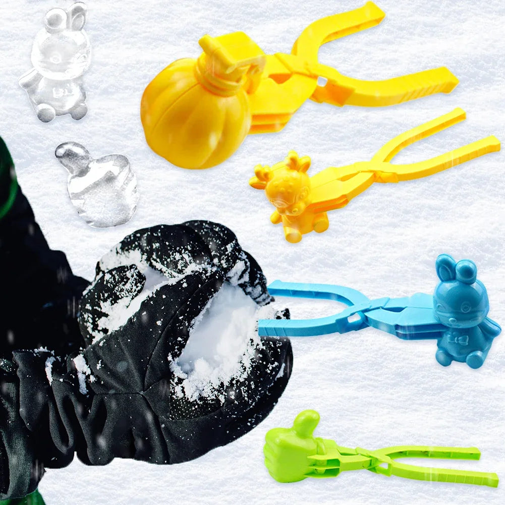 Cartoon Snow Mold with Handle Clay Ball Maker Plastic Creative Snowballs Mold