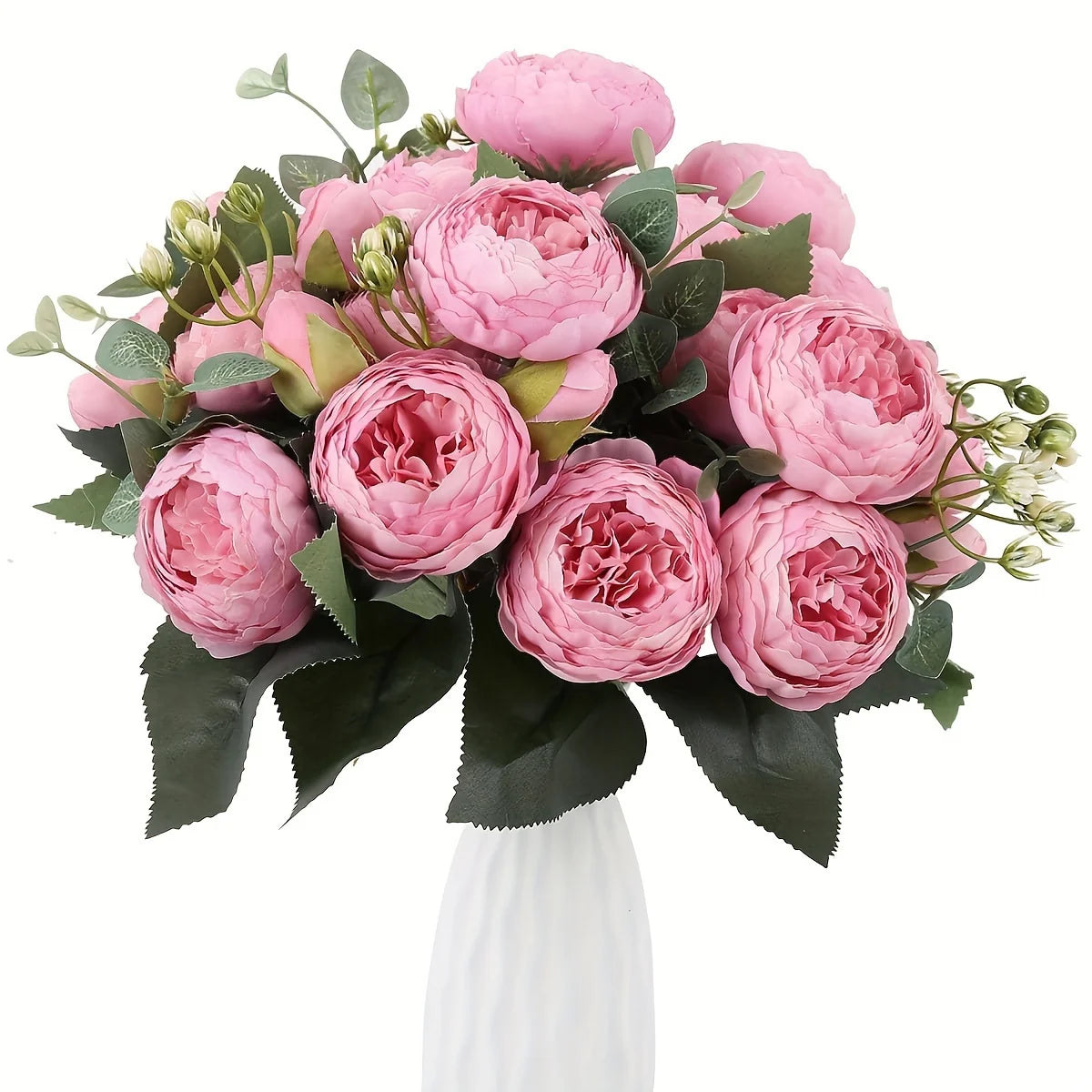 4 Bundles Peonies Artificial Flowers, 13.4in Silk Fake Flowers Bouquets
