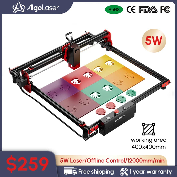 Algolaser Laser Engraver Large Area 40x85cm/40x40cm Laser output power 5W/10W