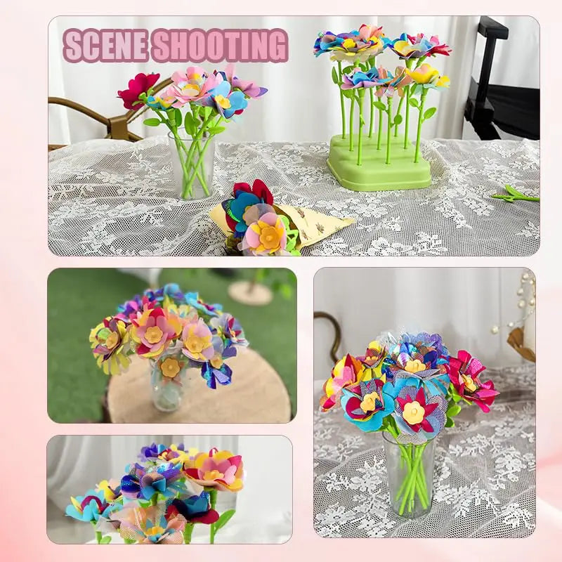 DIY Craft Kits Toys for Kids - Flowers Market Toy, Build Your Flower Bouquet