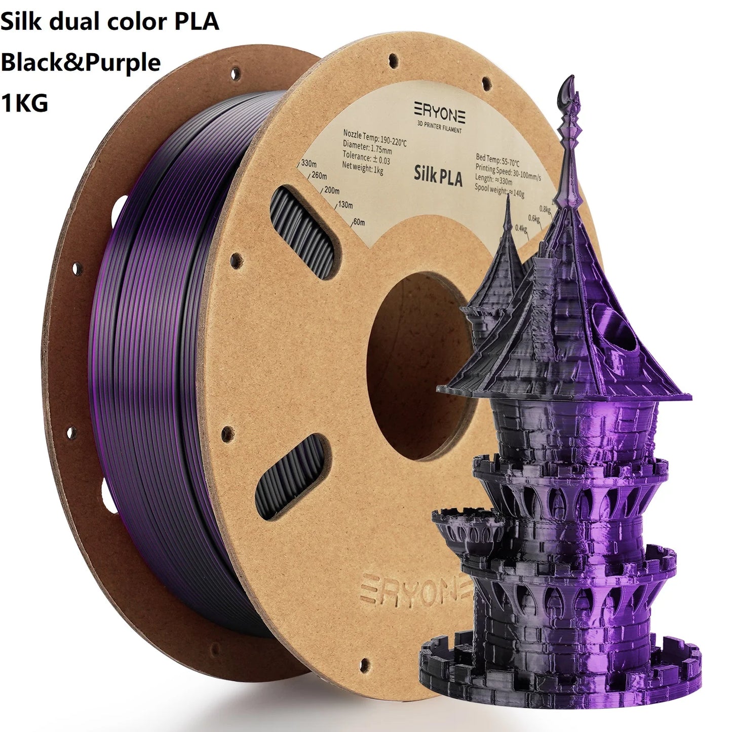 ERYONE Dual Color Series Silk PLA And Matte PLA 1KG 1.75mm Diameter High Quality Filament For FDM 3D Printing