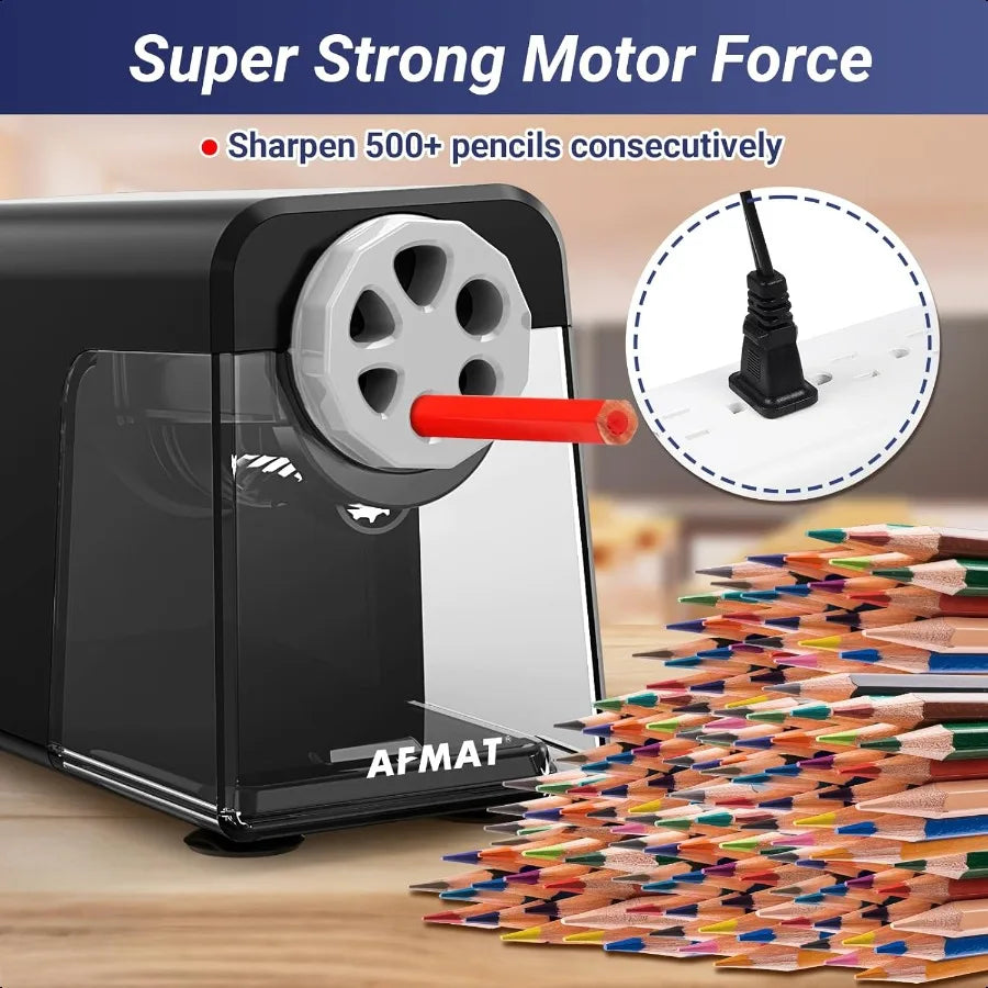 Electric Pencil Sharpener Heavy Duty 6 Holes Auto Stop