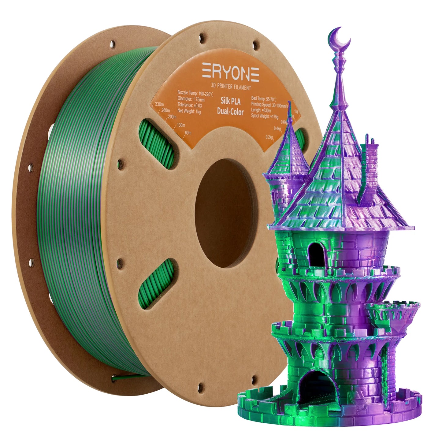 ERYONE Dual Color Series Silk PLA And Matte PLA 1KG 1.75mm Diameter High Quality Filament For FDM 3D Printing