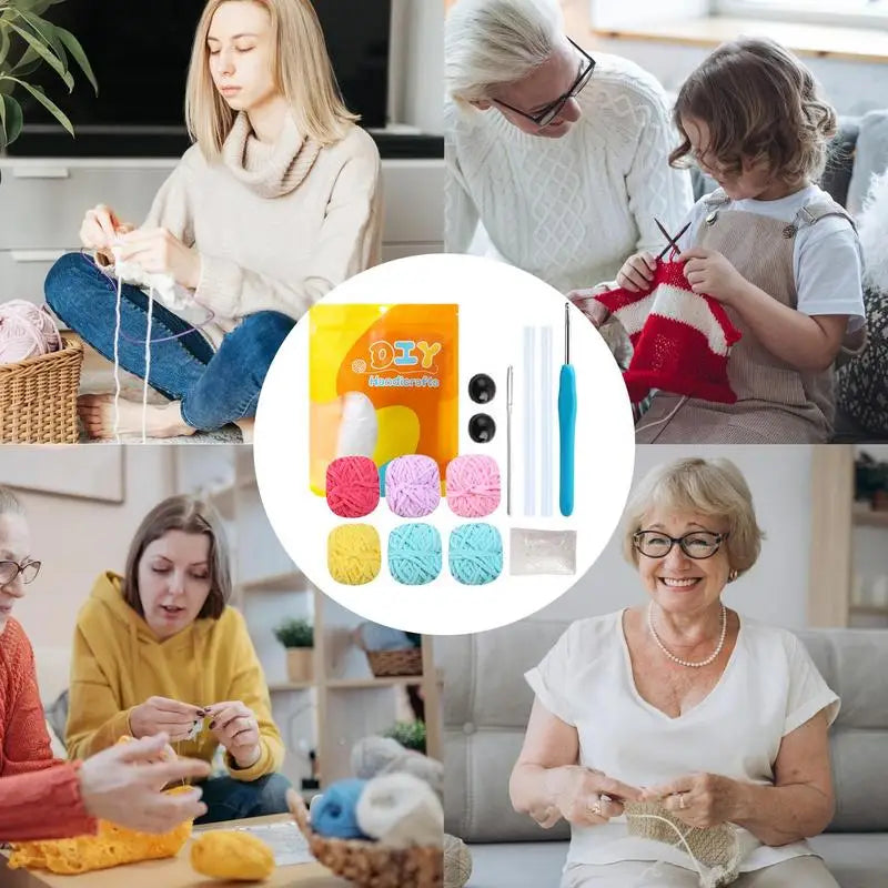 Adults Caterpillar Colorful Kit Handcrafted Crocheting Set With Instructions And Videos For Beginners