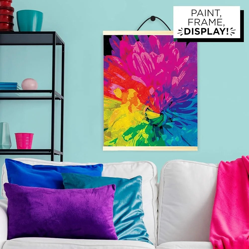Paint by Numbers Kit Floral Design Canvas 16x20 Includes Wooden Frame Acrylic Paints Paintbrushes