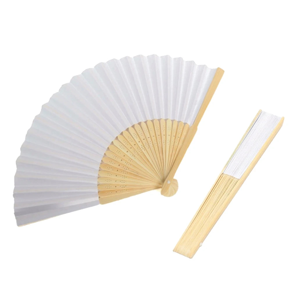 Blank White DIY Paper Decorative Fans Hand Practice Paper Fan Elegant for Calligraphy Drawing