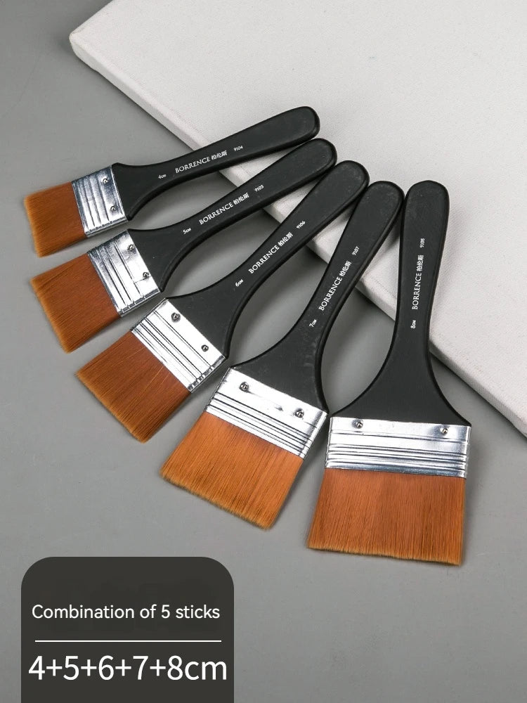 Borrence 1/2/3/5pcs Memory Nylon Paint Brushes Set for Acrylic Oil Drawing Watercolor Wooden Painting Brush