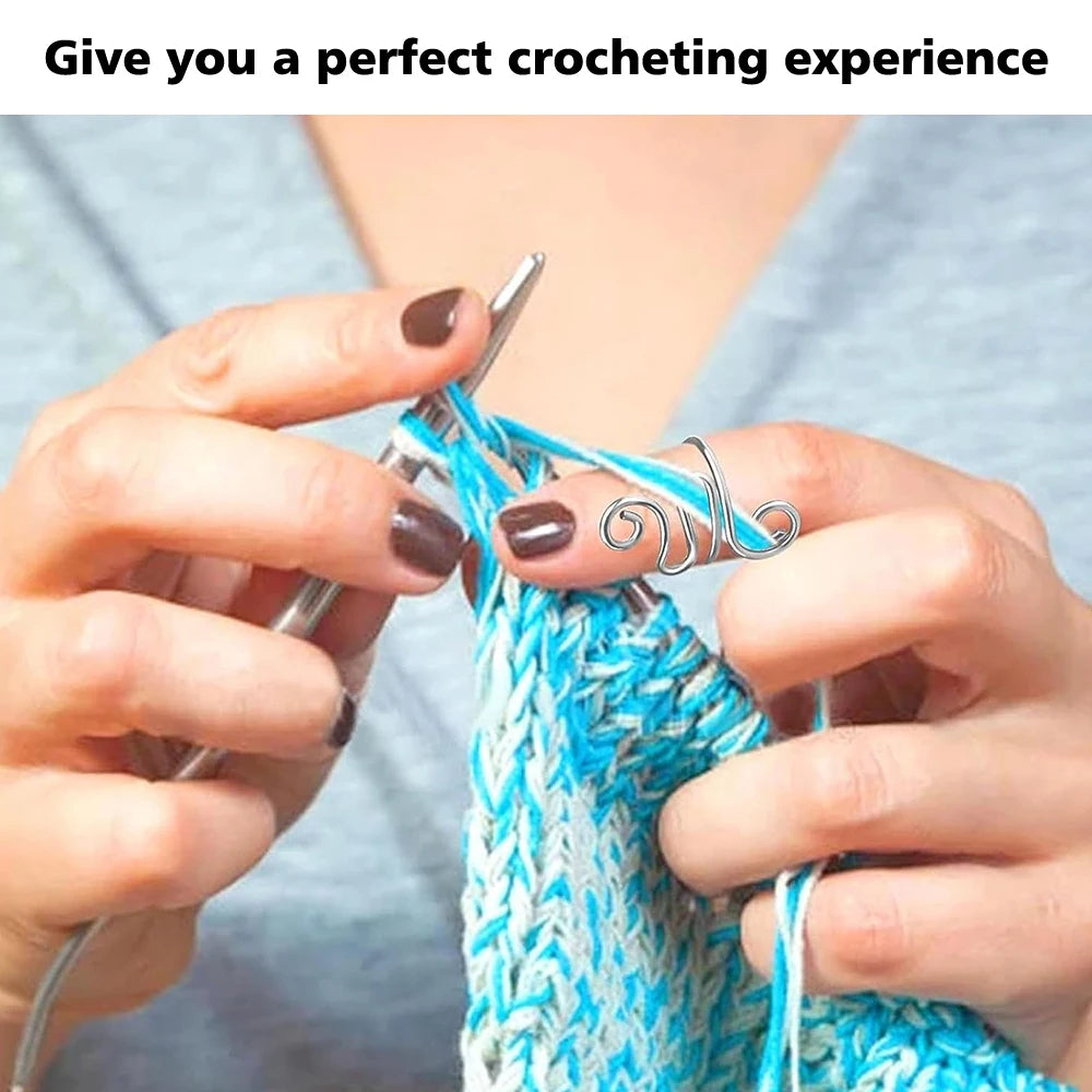 3pcs Adjustable Knitting Crochet Loop Ring Yarn Guide Finger Holder Thimble Crocheters