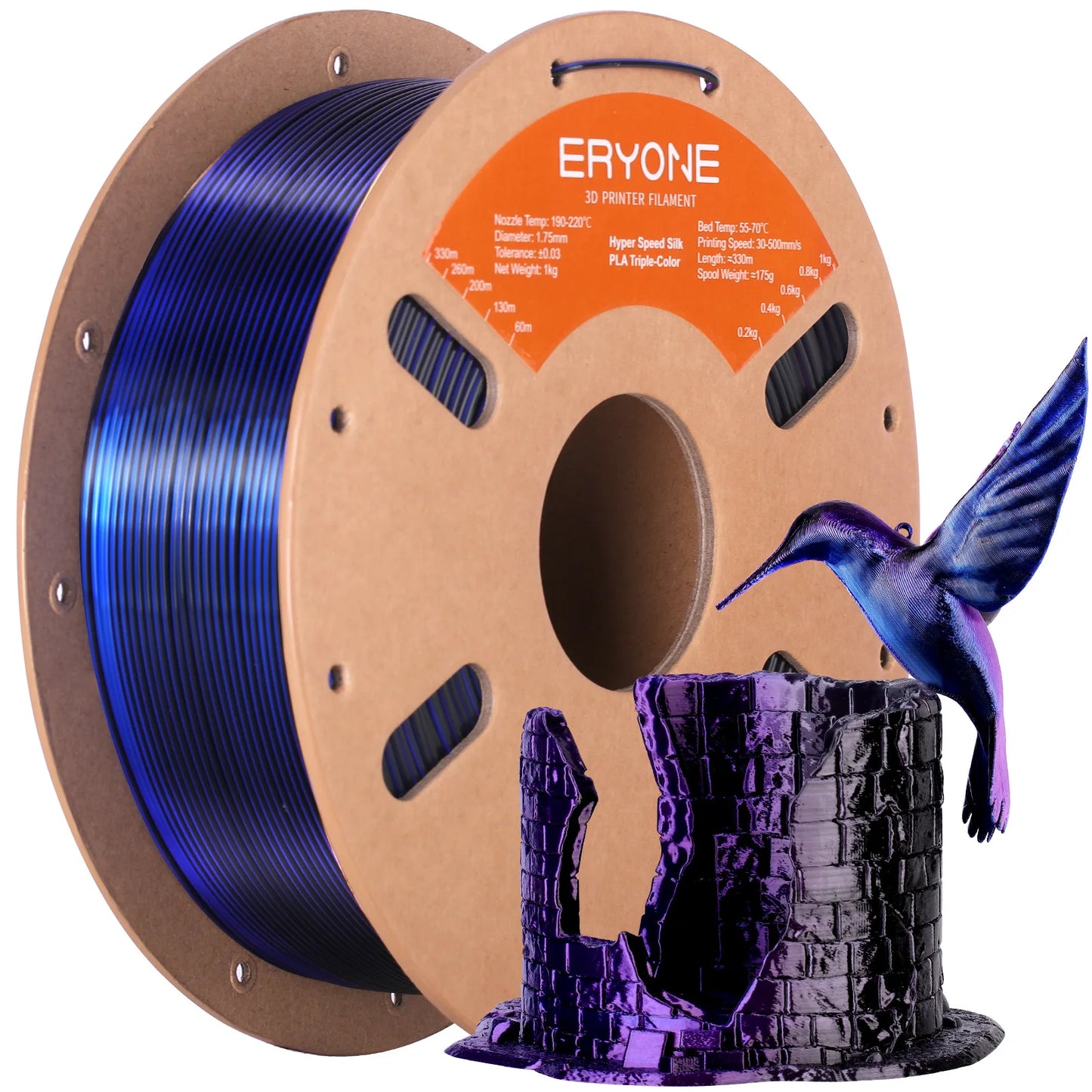ERYONE High Speed Filament Silk PLA Filament Rapid PLA 3D Printing Filament, 30-500mm/s 1kg(2.2LBS)/Spool for 3D Printer