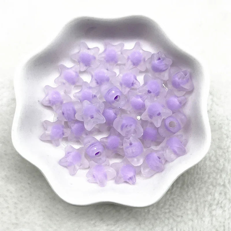 30pcs 12mm Matte Acrylic Five-pointed Star Loose Spacer Beads for Jewelry Making