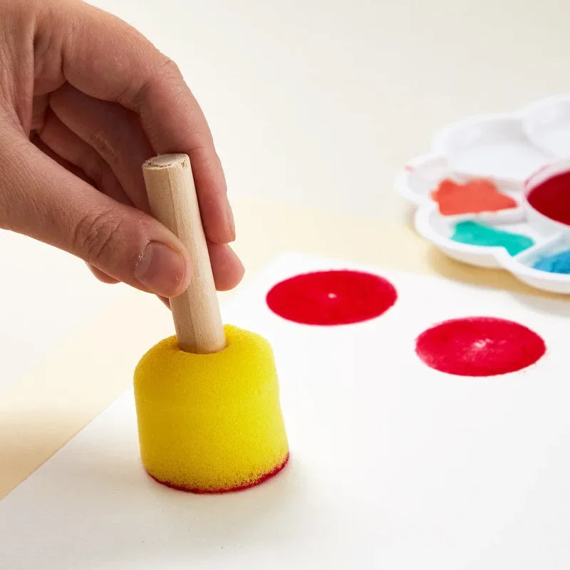 5 Pcs Round Mushroom-Shaped DIY Painting Sponge Brush, Elastic Material For Smooth Painting Experience