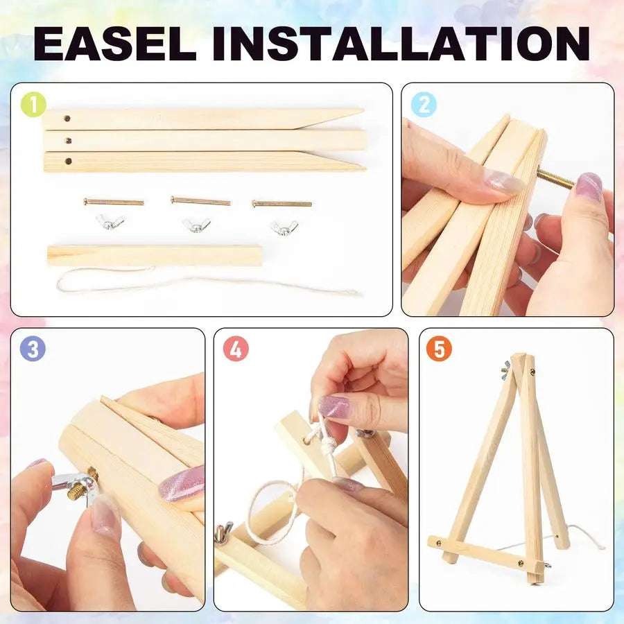 Pack Framed Paint by Numbers Kit with Wooden Easel, National Park with Frame, DIY Acrylic