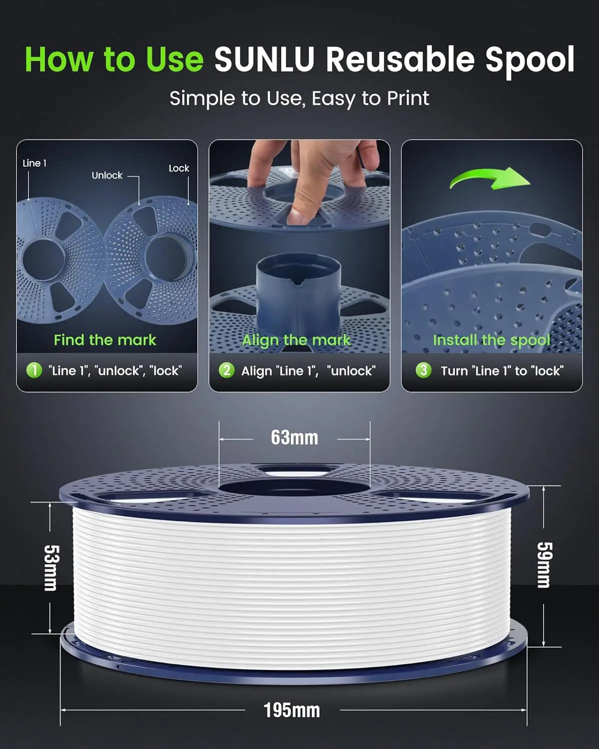 SUNLU 2KG PETG/PETG Clear Filament 1.75 ±0.02mm 1kg Spool (2.2lbs)