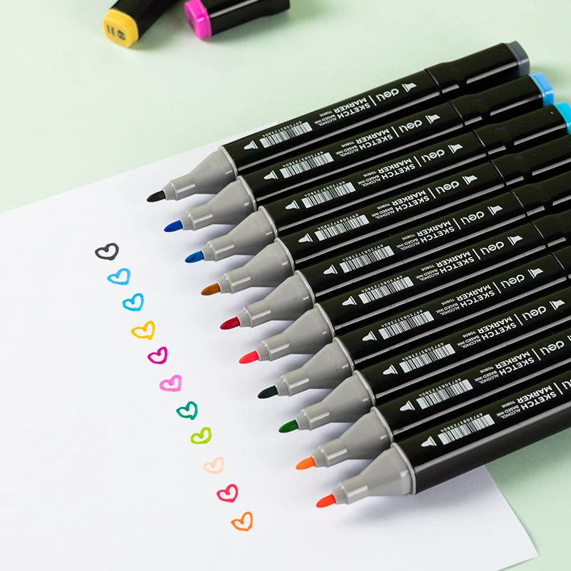 Deli Art Markers Set, 40/60/80 Colors Dual Tips