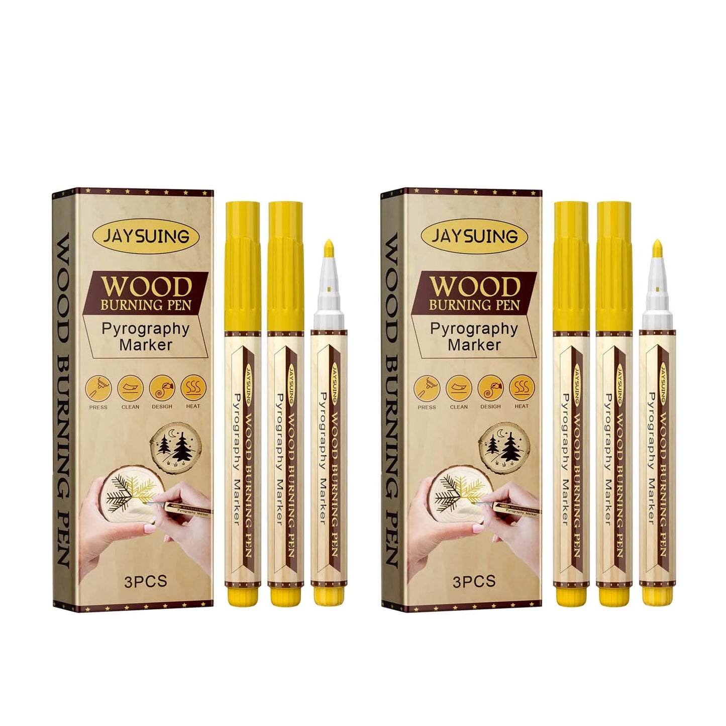 3/6/9Pcs Burning Scorch Pen Marker Wooden Branding Coaster Cutting Board Pyrograph