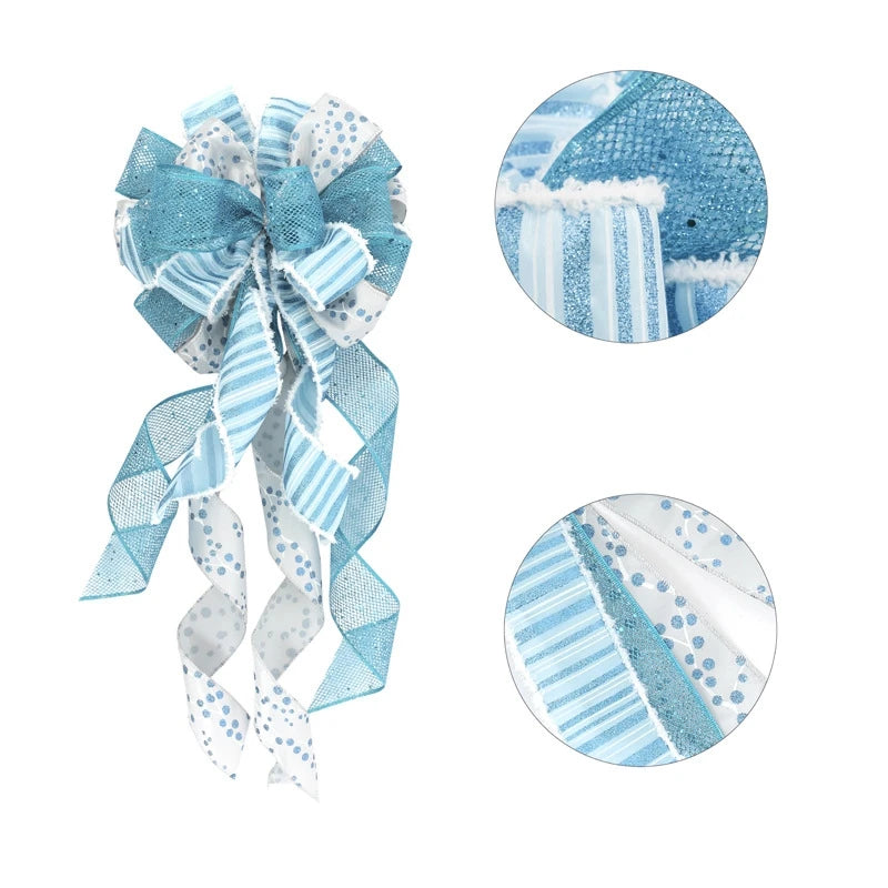 Glittering Sequin Bow Tie Christmas Tree Topper Decoration
