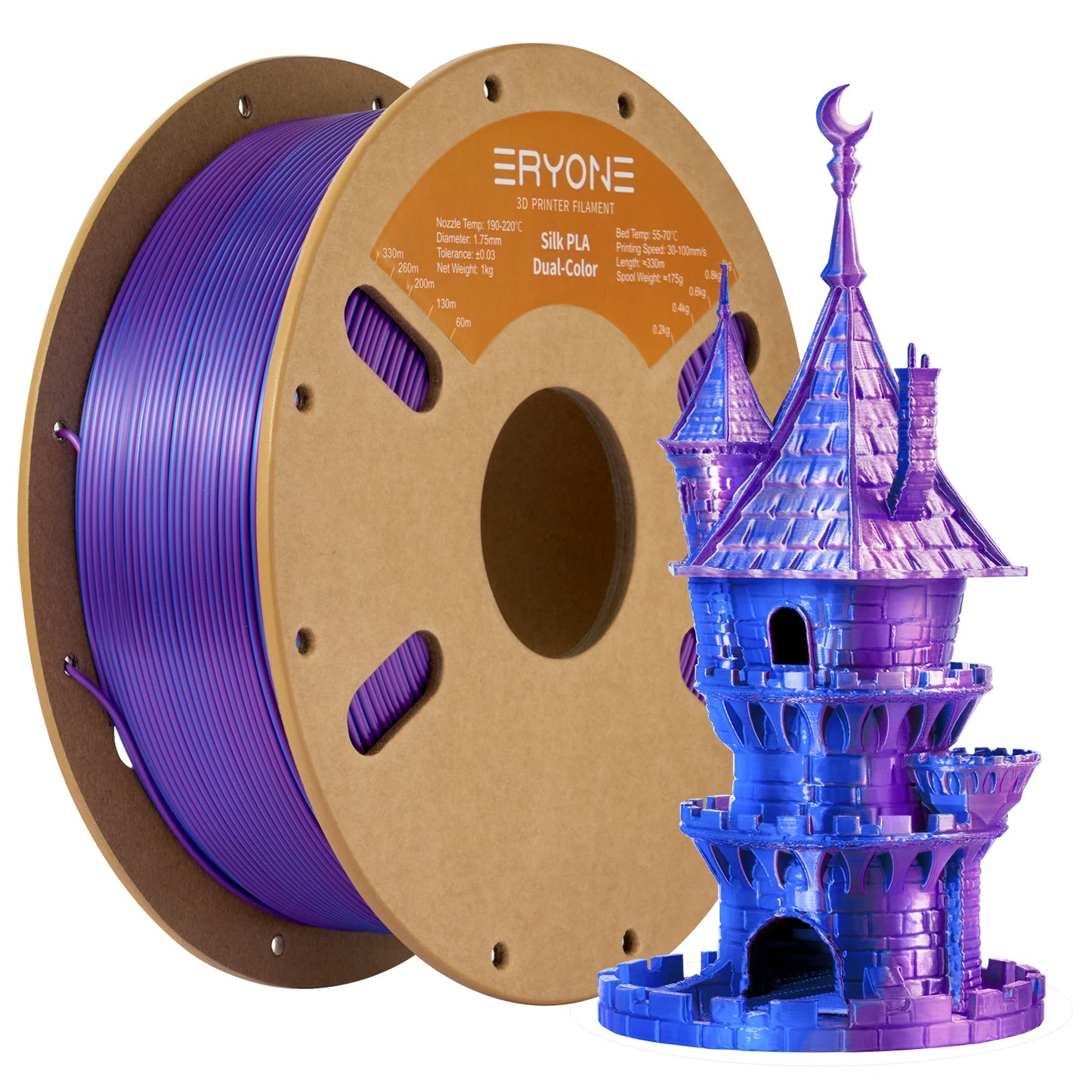 ERYONE Dual Color Series Silk PLA And Matte PLA 1KG 1.75mm Diameter High Quality Filament For FDM 3D Printing